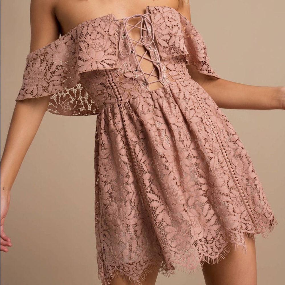 Tobi Ruffle Lace Skater Dress NWT